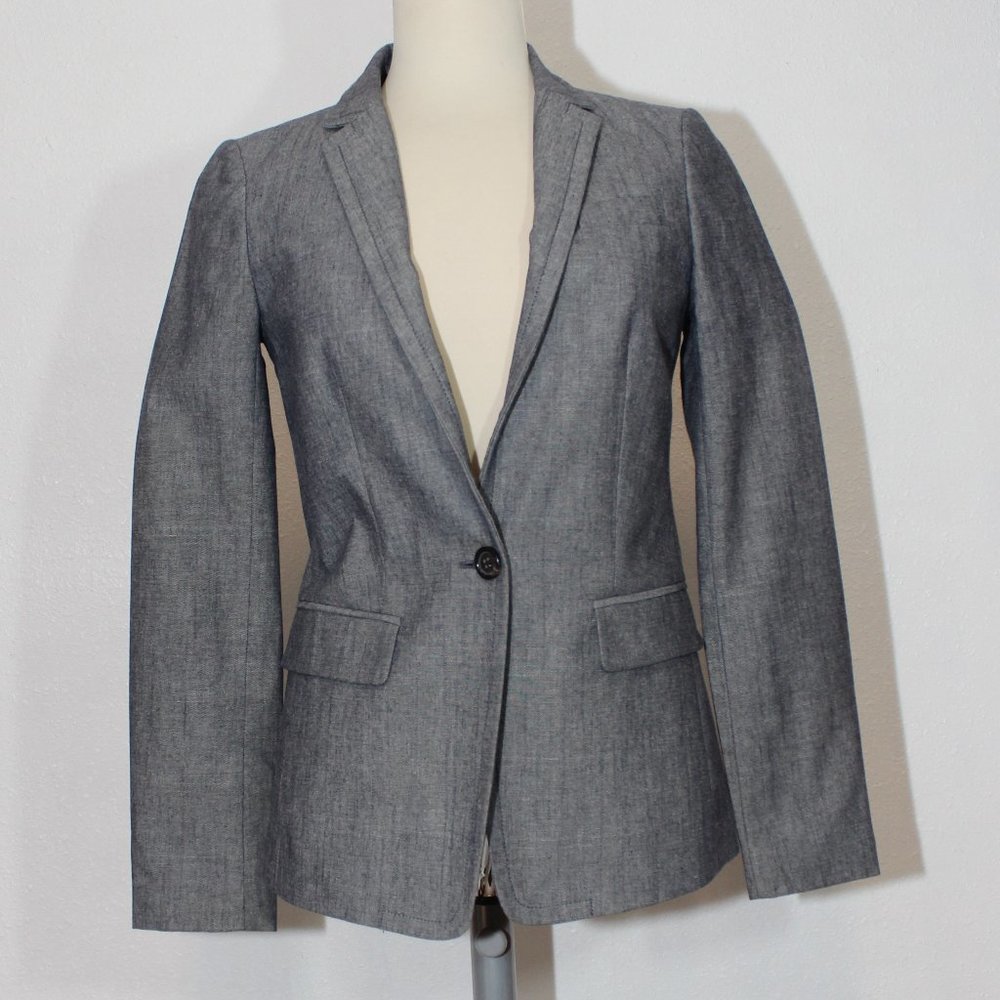 J. Crew Chambray Regent One Button Women's Blazer… - image 1